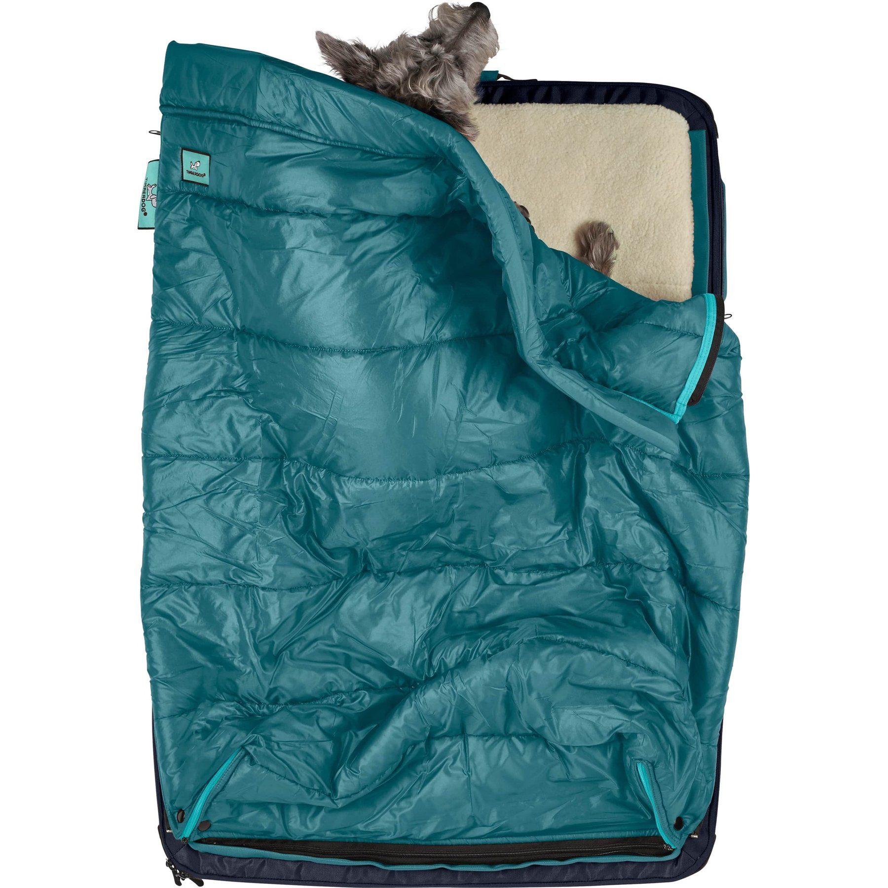 Timberdog Ruffrest Orthopedic Ultimate Travel Cat & Dog Bed with Removable Cover, Orion Blue/Tangerine/Teal, Medium