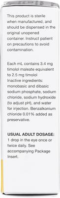Show full view: Timolol Maleate (Generic) Ophthalmic Solution 0.25%, 10-mL slide 5 of 7