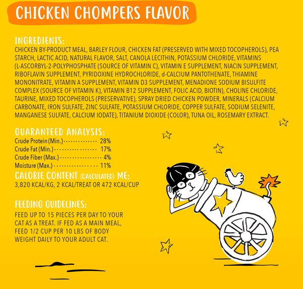 Show full view: Tiny Tiger Chicken Chompers Flavor Filled Crunchy Cat Treats, 3-oz bag slide 4 of 8