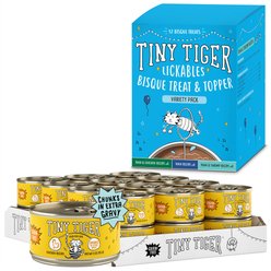 Tiny Tiger Chunks in EXTRA Gravy Chicken Canned Food+ Lickables Variety Pack Bisque Cat Treat & Topper