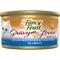 Show in main carousel: Tiny Tiger Chunks in EXTRA Gravy Seafood Recipe Grain-Free Canned Cat Food, 3-oz, case of 24 + Fancy Feast Gravy Lovers Ocean Whitefish & Tuna Feast in Sauteed Seafood Flavor Gravy Canned Cat Food, 3-oz, case of 24 slide 6 of 9