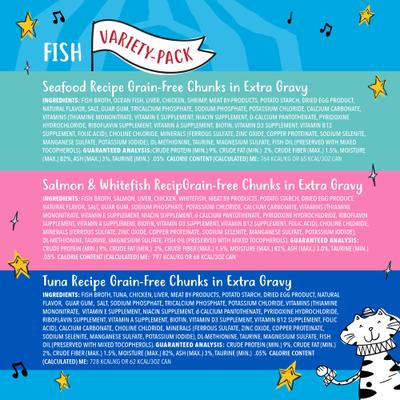 Show full view: Tiny Tiger Chunks in EXTRA Gravy Seafood Variety Pack Canned Food + Lickables Variety Pack Bisque Cat Treat & Topper slide 4 of 8