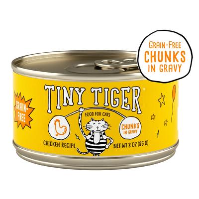 Show full view: Tiny Tiger Chunks in Gravy Chicken Recipe Grain-Free Canned Food + Fancy Feast Gravy Lovers Chicken Feast in Grilled Chicken Flavor Gravy Canned Cat Food slide 2 of 9