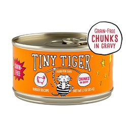 Tiny Tiger Chunks in Gravy Turkey Recipe Grain-Free Canned Cat Food, 3-oz, case of 24 + Fancy Feast Gravy Lovers Turkey Feast in Roasted Turkey Flavor Gravy Canned Cat Food, 3-oz, case of 24 slide 2 of 9