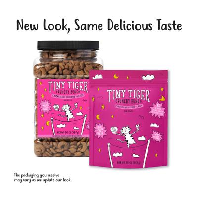 Show full view: Tiny Tiger Crunchy Bunch Fearless Feathers & Gracious Gills Chicken & Seafood Flavor Cat Treats, 20-oz tub slide 3 of 10
