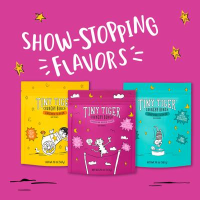 Show full view: Tiny Tiger Crunchy Bunch Fearless Feathers & Gracious Gills Chicken & Seafood Flavor Cat Treats, 20-oz tub slide 8 of 10