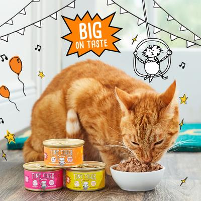 Show full view: Tiny Tiger Grain-Free Chunks in EXTRA Gravy Beef & Poultry Recipes Variety Pack Canned Cat Food, 3-oz can, case of 24 slide 6 of 11