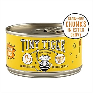 Tiny Tiger Grain-Free Chunks in EXTRA Gravy Chicken Recipe Canned Cat Food, 3-oz can, case of 24