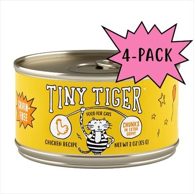 Tiny Tiger Tiny Tiger Grain-Free Chunks in EXTRA Gravy Chicken Recipe Canned Cat Food, 3-oz can, case of 4