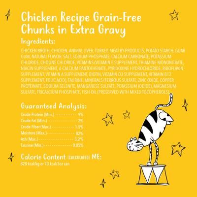 Show full view: Tiny Tiger Grain-Free Chunks in EXTRA Gravy Chicken Recipe Canned Cat Food, 3-oz can, case of 4 slide 7 of 12