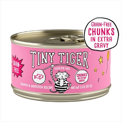 Tiny Tiger Tiny Tiger Grain-Free Chunks in EXTRA Gravy Salmon & Whitefish Recipe Canned Cat Food, 3-oz can, case of 24