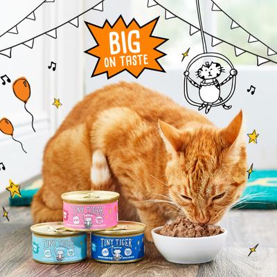 Show full view: Tiny Tiger Grain-Free Chunks in EXTRA Gravy Seafood Recipes Variety Pack Canned Cat Food, 3-oz can, case of 24 slide 5 of 10