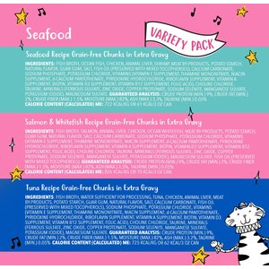 Tiny Tiger Grain-Free Chunks in EXTRA Gravy Seafood Recipes Variety Pack Canned Cat Food, 3-oz can, case of 24