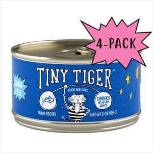 Tiny Tiger Grain-Free Chunks in EXTRA Gravy Tuna Recipe Canned Cat Food, 3-oz can, case of 4