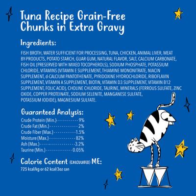 Show full view: Tiny Tiger Grain-Free Chunks in EXTRA Gravy Tuna Recipe Canned Cat Food, 3-oz can, case of 4 slide 7 of 12