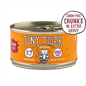 Tiny Tiger Grain-Free Chunks in EXTRA Gravy Turkey Recipe Canned Cat Food, 3-oz can, case of 24