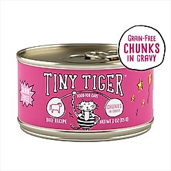 Tiny Tiger Grain-Free Chunks in Gravy Beef Recipe Canned Cat Food, 3-oz can, case of 24
