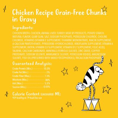 Show full view: Tiny Tiger Grain-Free Chunks in Gravy Chicken Recipe Canned Cat Food, 3-oz can, case of 24 slide 7 of 11