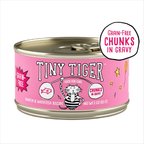 Tiny Tiger Grain-Free Chunks in Gravy Salmon & Whitefish Recipe Canned Cat Food, 3-oz can, case of 24