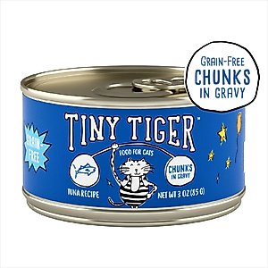 Tiny Tiger Grain-Free Chunks in Gravy Tuna Recipe Canned Cat Food, 3-oz can, case of 24