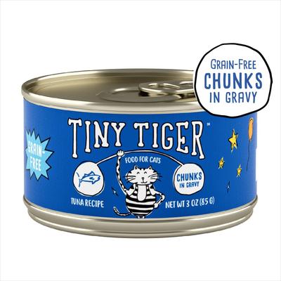 Show full view: Tiny Tiger Grain-Free Chunks in Gravy Tuna Recipe Canned Cat Food, 3-oz can, case of 24 slide 1 of 11