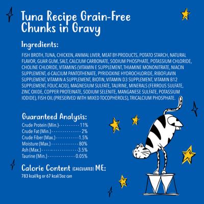 Show full view: Tiny Tiger Grain-Free Chunks in Gravy Tuna Recipe Canned Cat Food, 3-oz can, case of 24 slide 7 of 11
