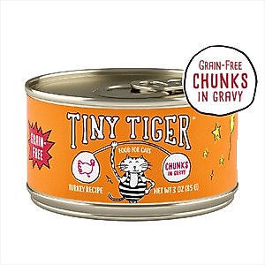 Tiny Tiger Grain-Free Chunks in Gravy Turkey Recipe Canned Cat Food, 3-oz can, case of 24