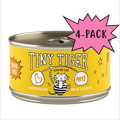 Tiny Tiger Grain-Free Pate Chicken Recipe Canned Cat Food, 3-oz can, case of 4