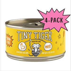 Tiny Tiger Grain-Free Pate Chicken Recipe Canned Cat Food, 3-oz can, case of 4