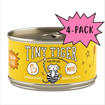 Tiny Tiger Tiny Tiger Grain-Free Pate Chicken Recipe Canned Cat Food, 3-oz can, case of 4
