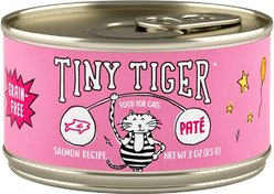 Tiny Tiger Grain-Free Pate Salmon Recipe Canned Cat Food, 3-oz can, case of 24