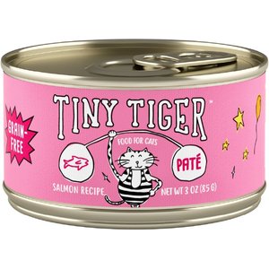 Tiny Tiger Grain-Free Pate Salmon Recipe Canned Cat Food, 3-oz can, case of 24