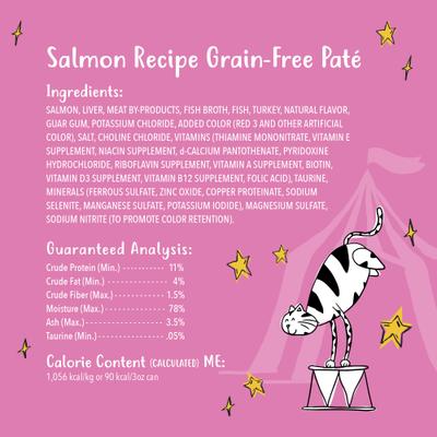 Show full view: Tiny Tiger Grain-Free Pate Salmon Recipe Canned Cat Food, 3-oz can, case of 24 slide 7 of 12