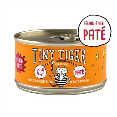 Show full view: Tiny Tiger Grain-Free Pate Turkey & Giblets Recipe Canned Cat Food, 3-oz can, case of 24 slide 1 of 12