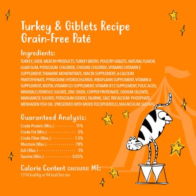 Show full view: Tiny Tiger Grain-Free Pate Turkey & Giblets Recipe Canned Cat Food, 3-oz can, case of 4 slide 6 of 11