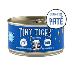 Tiny Tiger Grain-Free Pate Whitefish & Tuna Recipe Canned Cat Food, 3-oz can, case of 24