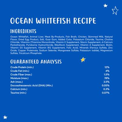 Show full view: Tiny Tiger Kitten Pate Ocean Whitefish Recipe Grain-Free Canned Cat Food, 3-oz can, case of 24 slide 6 of 8