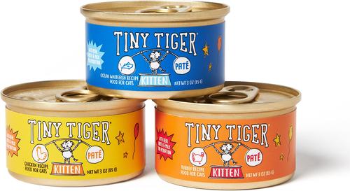 Show full view: Tiny Tiger Kitten Pate Ocean Whitefish Recipe Grain-Free Canned Cat Food, 3-oz can, case of 24 slide 7 of 8