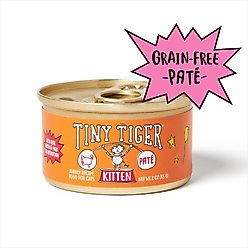 Tiny Tiger Kitten Pate Turkey Recipe Grain-Free Canned Cat Food, 3-oz can, case of 24