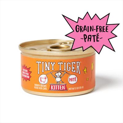 Show full view: Tiny Tiger Kitten Pate Turkey Recipe Grain-Free Canned Cat Food, 3-oz can, case of 24 slide 1 of 8