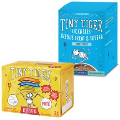 Tiny Tiger Kitten Classic Variety Pack Whitefish & Poultry Pate Canned Food + Lickables Variety Pack Bisque Cat Treat & Topper