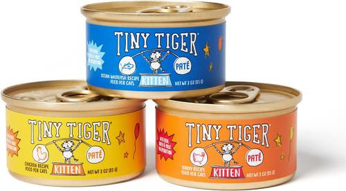 Show full view: Tiny Tiger Kitten Classic Variety Pack Whitefish & Poultry Pate Canned Food + Lickables Variety Pack Bisque Cat Treat & Topper slide 3 of 9
