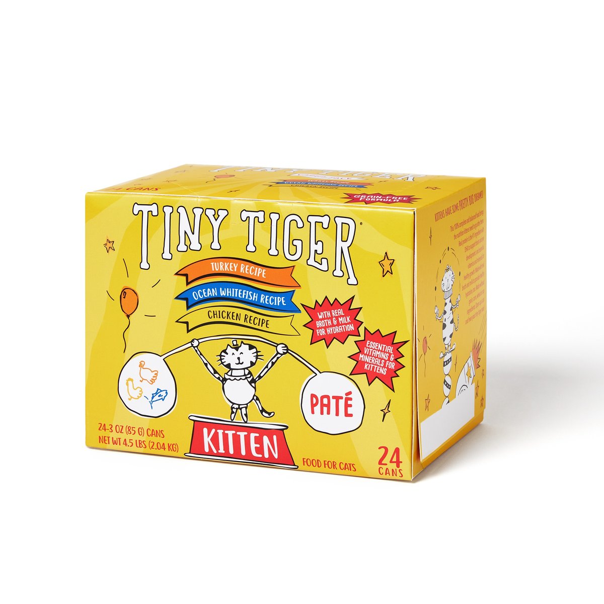 Tiny Tiger Kitten Pate Variety Pack Whitefish & Poultry Recipe Grain-Free Canned Cat Food
