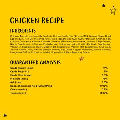 Show full view: Tiny Tiger Kitten Pate Chicken Recipe Grain-Free Canned Cat Food, 3-oz can, case of 24 slide 6 of 8