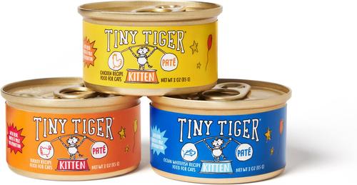 Show full view: Tiny Tiger Kitten Pate Chicken Recipe Grain-Free Canned Cat Food, 3-oz can, case of 24 slide 7 of 8