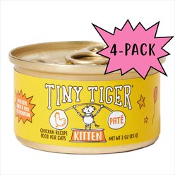 Tiny Tiger Kitten Pate Chicken Recipe Grain-Free Canned Cat Food, 3-oz can, case of 4