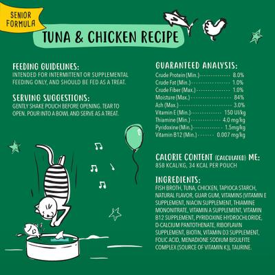 Show full view: Tiny Tiger Lickables Bisque Senior Formula, Tuna & Chicken Recipe Cat Treat & Topper, 1.4-oz pouch, case of 12 slide 4 of 10