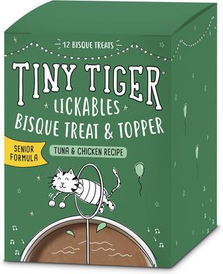 Show full view: Tiny Tiger Lickables Bisque Senior Formula, Tuna & Chicken Recipe Cat Treat & Topper, 1.4-oz pouch, case of 12 slide 9 of 10