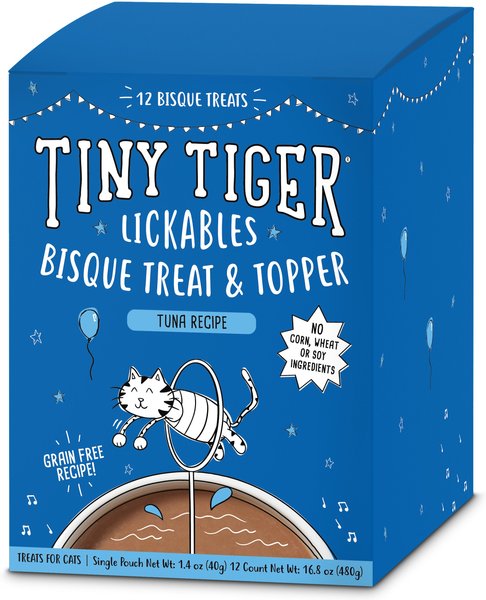 Show full view: Tiny Tiger Lickables Bisque Tuna Recipe Cat Treat & Topper, 1.4-oz pouch, case of 12 slide 9 of 10