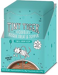 Tiny Tiger Lickables Bisque Tuna & Shrimp Recipe Cat Treat & Topper, 1.4-oz pouch, case of 12
